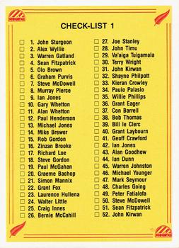 1991 Regina NZRFU 1st Edition #216 Checklist 1 Front